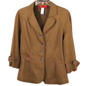 AK Anne Klein Light Jacket  Unlined Brown ¾ Sleeve